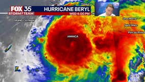 Hurricane Beryl passing through south of Jamaica