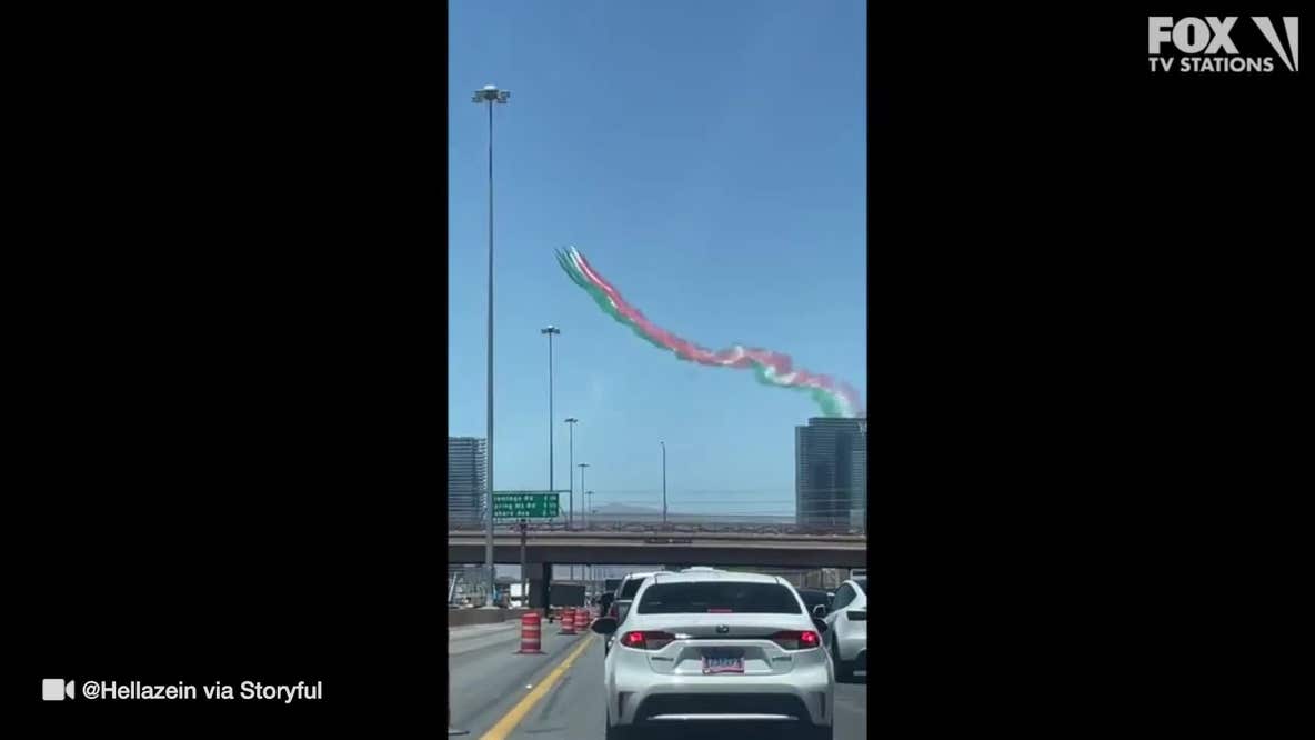 Italian Air Force flies over Las Vegas Strip