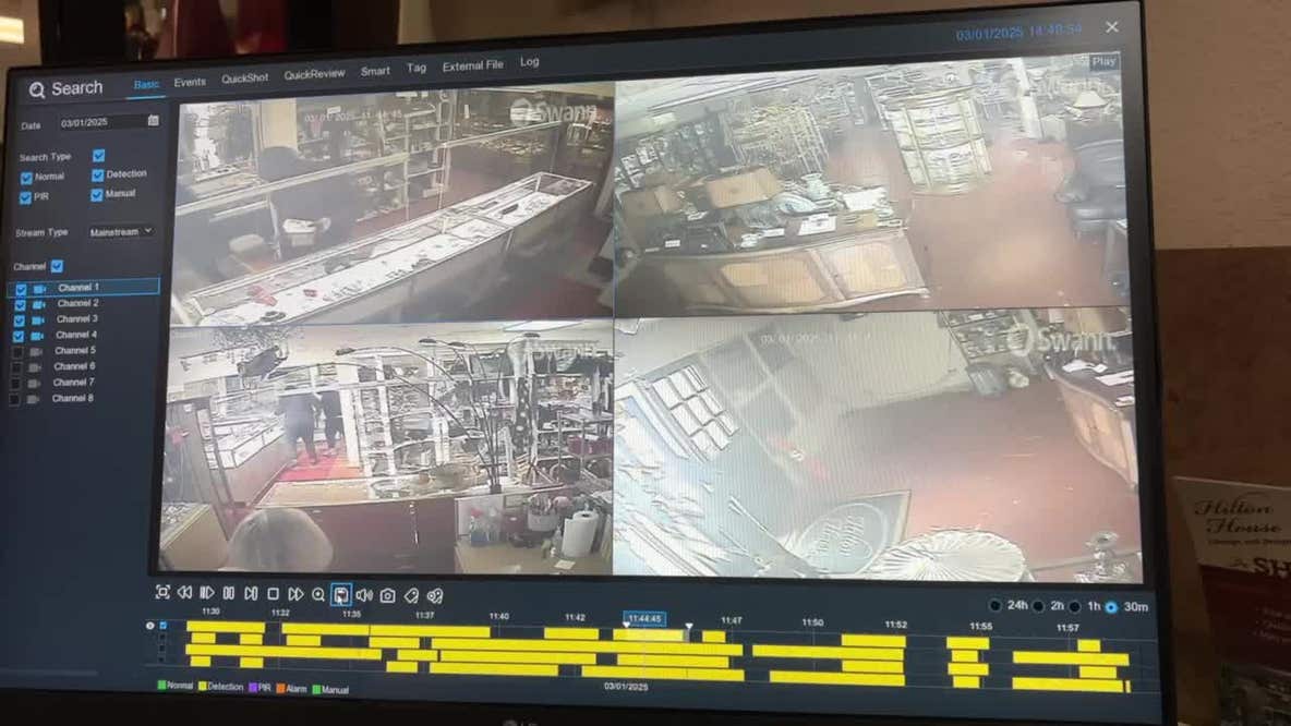 Raw: Orinda consignment shop surveillance video shows smash-and-grab
