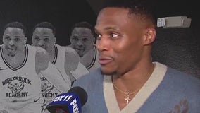 Russell Westbrook celebrates Westbrook Academy