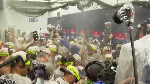 Dodgers locker room after World Series win