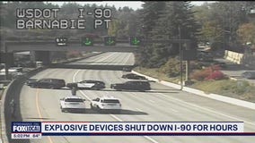 Explosive devices shut down I-90 for hours