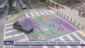 Man arrested for doing burnouts on Bellevue's LGBTQ+ Pride mural