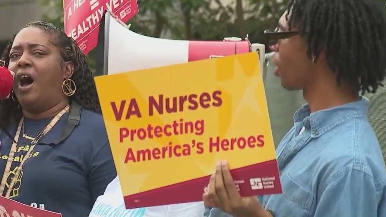 Nurses protest Tuesday morning outside VA hospital