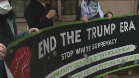 Protesters gather downtown as Trump addresses Economic Club of Chicago