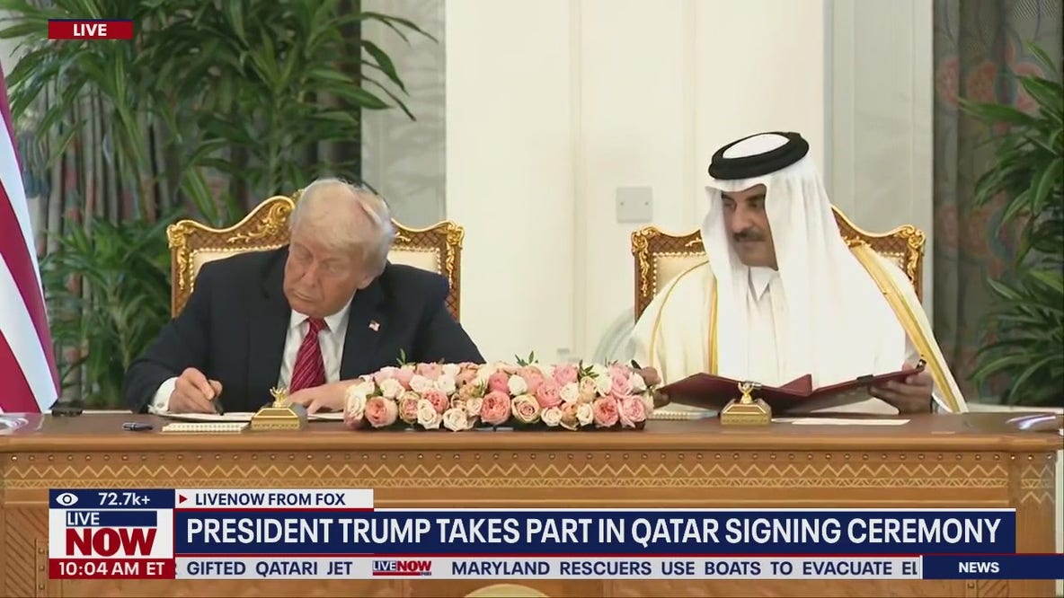 Pres. Trump takes part in Qatar signing ceremony