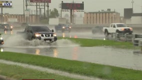Flooded roadways seen around Houston-area