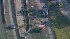 Multi-vehicle crash, oil spill shuts down Edens Expressway