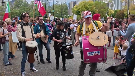 'No Kings' protesters jam out in Grant Park