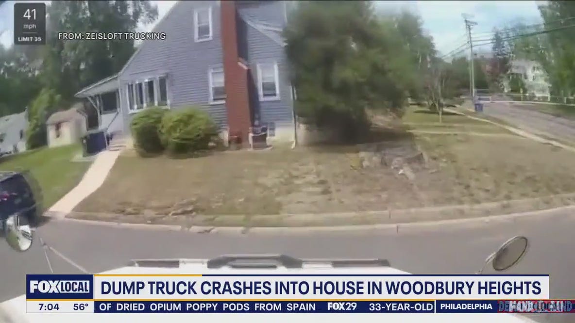 Dash cam shows dump truck plow into New Jersey home