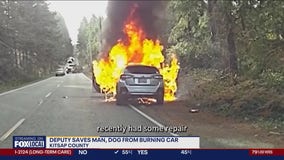 Deputy saves man and dog from burning car in WA