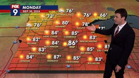 MN weather: Last of our 'hot' days on Monday