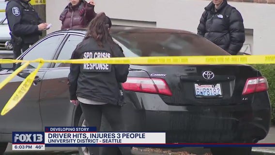 Driver hits, injures 3 people in Seattle's University District