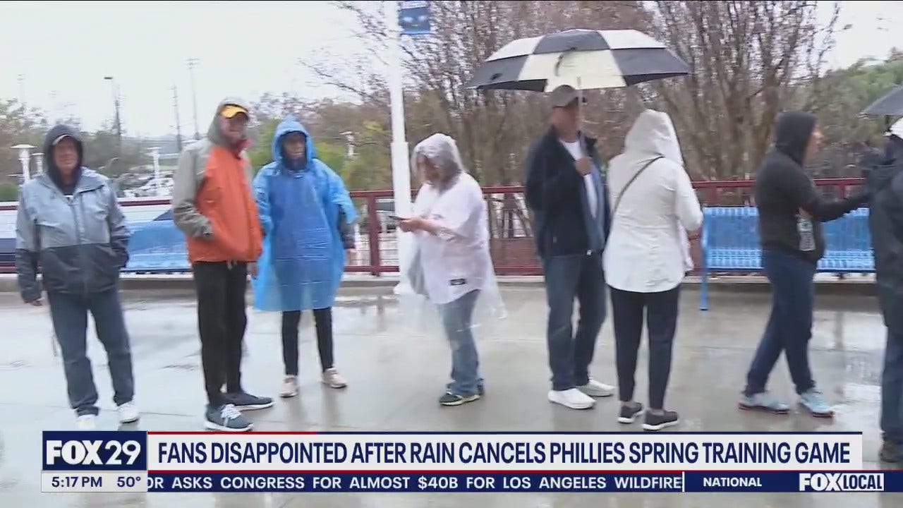Phillies spring training game cancelled due to rain fox 29 philadelphia