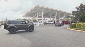 Long lines for gas station ahead of Milton