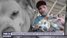 Woodinville man kicked out of store over service dogs