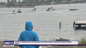 Family jumps into action after seaplane crashes near home