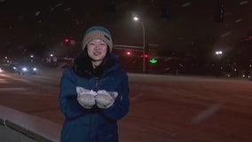 Snowflakes flying in north Twin Cities metro