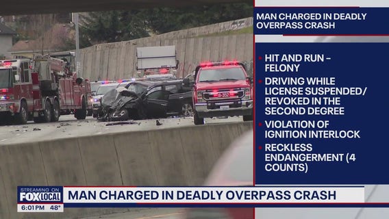 Man charged in deadly Tukwila overpass crash
