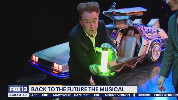 Checking out the DeLorean from 'Back to the Future: The Musical'