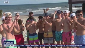 Kathy Orr talks with high school grads during Senior Week in Ocean City