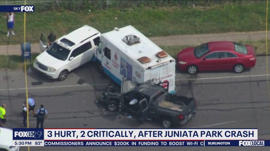 3 hurt, 2 critical after crash involving ice cream truck in Juniata Park