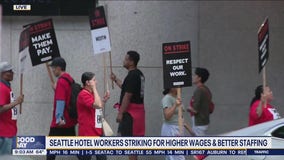 Hundreds of Seattle-area hotel workers strike for better wages, conditions