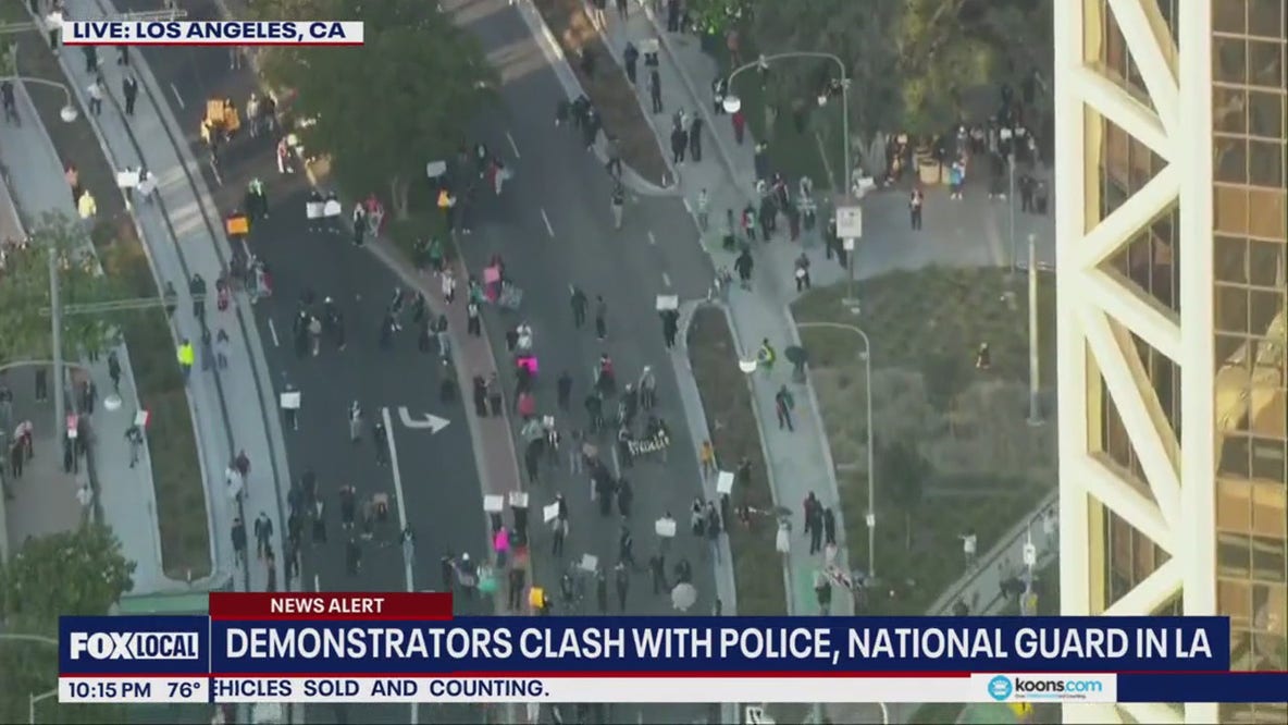 Demonstrators clash with police, National Guard in LA