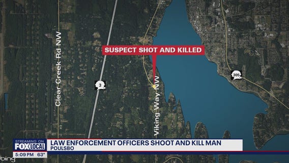 Suspect shot, killed by police following chase in Poulsbo, WA