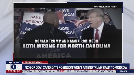Trump campaigns in North Carolina without key GOP ally Mark Robinson amid scandal