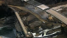 Bridge by Rapidan Dam being demolished [RAW]