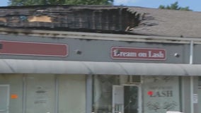 Strip mall damaged by fire in Fair Lawn