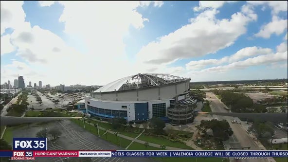 Milton damage: Drone shows roof torn off Rays' stadium | FOX 51 