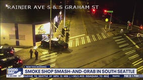 Surveillance video of smoke shop smash-and-grab in South Seattle