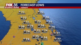 Orlando weather: Some light showers linger into evening with lows in 70s