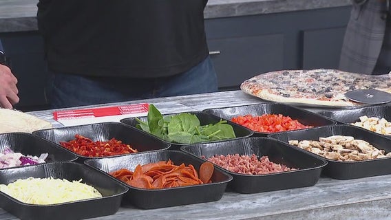 Football gameday food; customizing your own pizza at Papa Murphy's