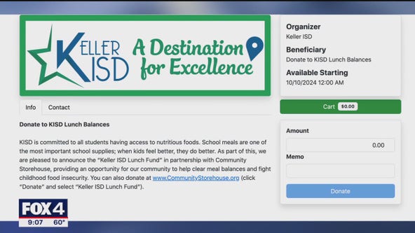 Fundraiser launched for Keller ISD student lunch debt