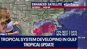 Tropical system developing in Gulf