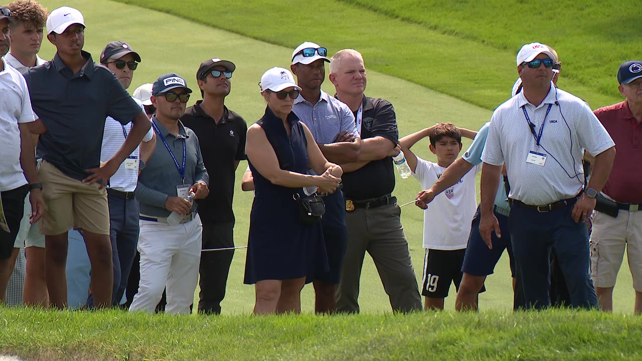 Charlie Woods plays at U.S. Junior Amateur at Oakland Hills