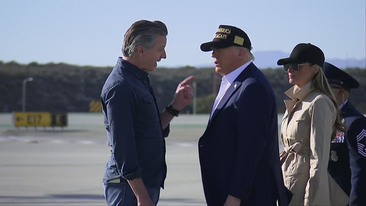 Gavin Newsom greets Donald Trump at LAX