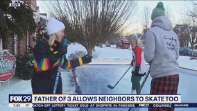 Father of 3 creates ice rink on his front lawn