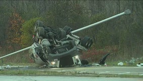 Tanker rolls over on Eisenhower Expressway ramp