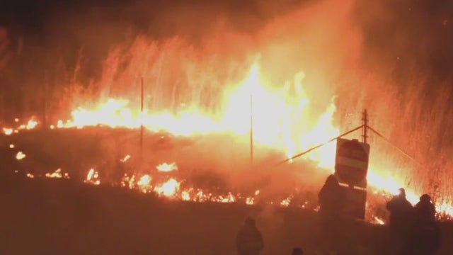 Large sideshow moves through East Bay as illegal fireworks spark brush fire