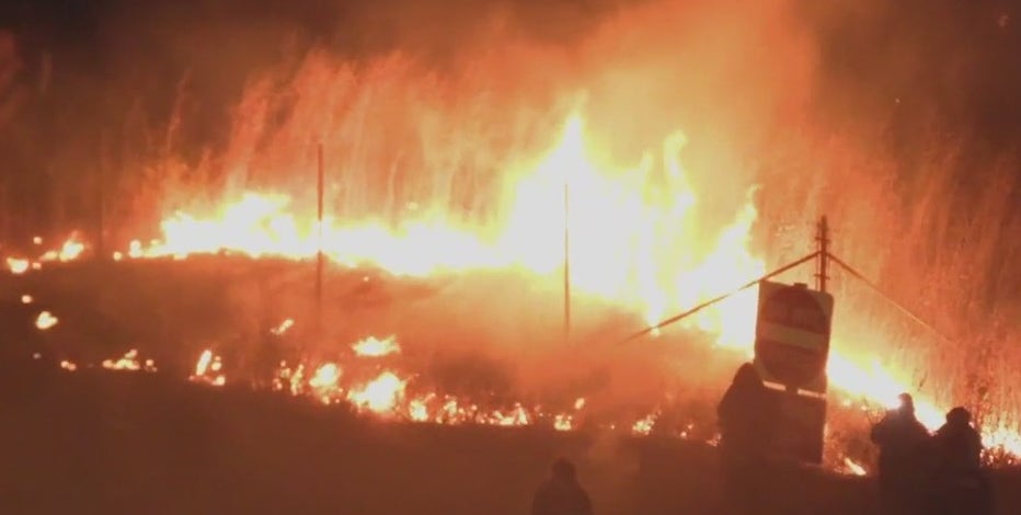 Large sideshow moves through East Bay as illegal fireworks spark brush fire