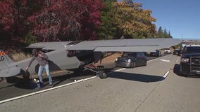 Small plane lands on freeway in Cupertino