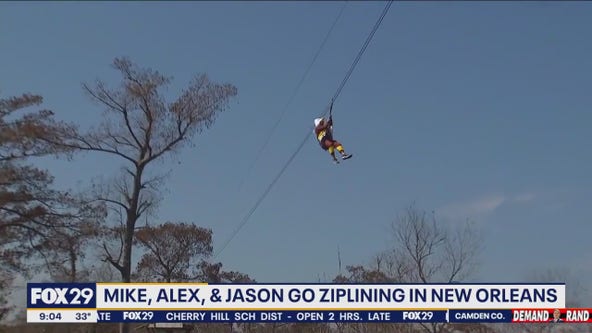 Mike, Alex, and Jason go ziplining in New Orleans