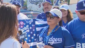 Fans showing their Dodgers pride