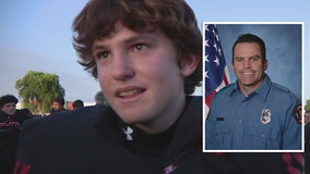 Loved ones support fallen firefighter's son at football game