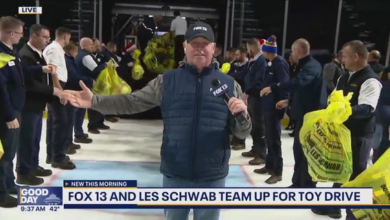 Donate new toys to the FOX 13, Les Schwab Toy Drive in Kent, WA