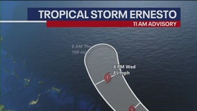 Tropical Storm Ernesto track